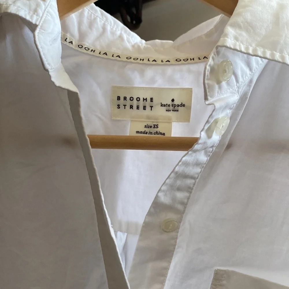 Kate Spade XS Broom street flared button down collared white shirt